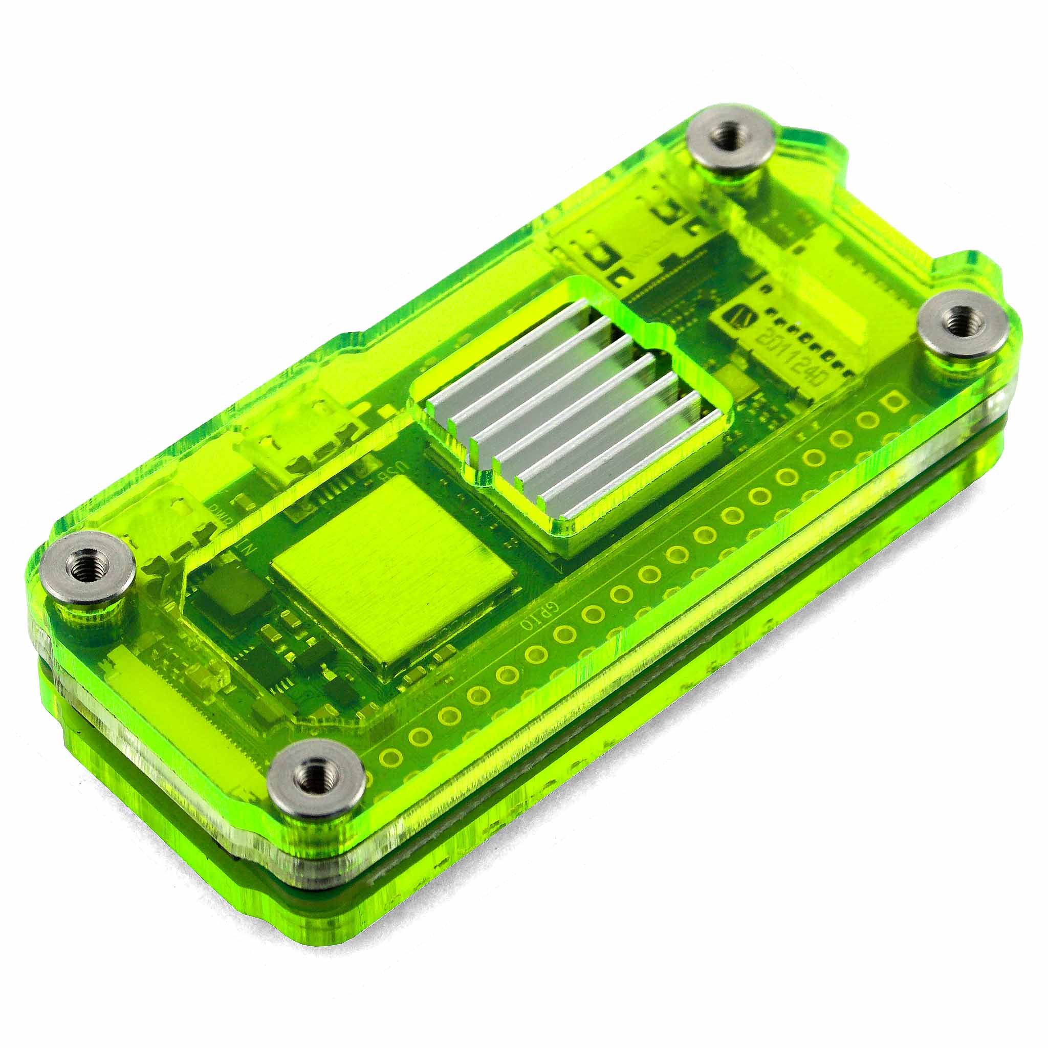 Zebra Zero Heatsink Raspberry Pi Zero 2 Case - Lazer Lime - The Pi Hut